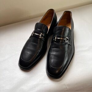 Cole Haan Black Leather Slip-Ons with Metallic Accent